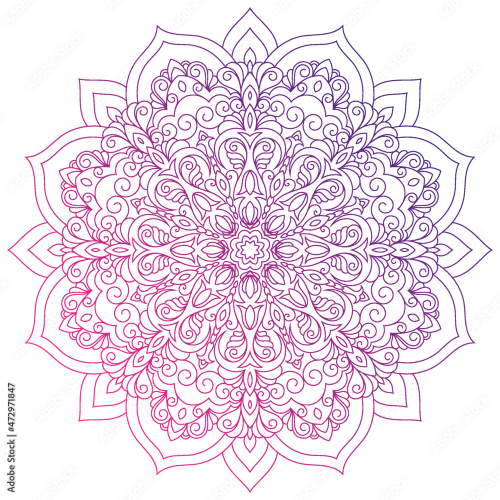 
Zentangle inspired mandala zen doodle illustration with tribal boho chic ornaments. Oriental ornamental background.