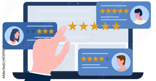 People give star review rating and feedback.