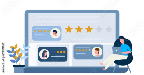 People give star review rating and feedback.