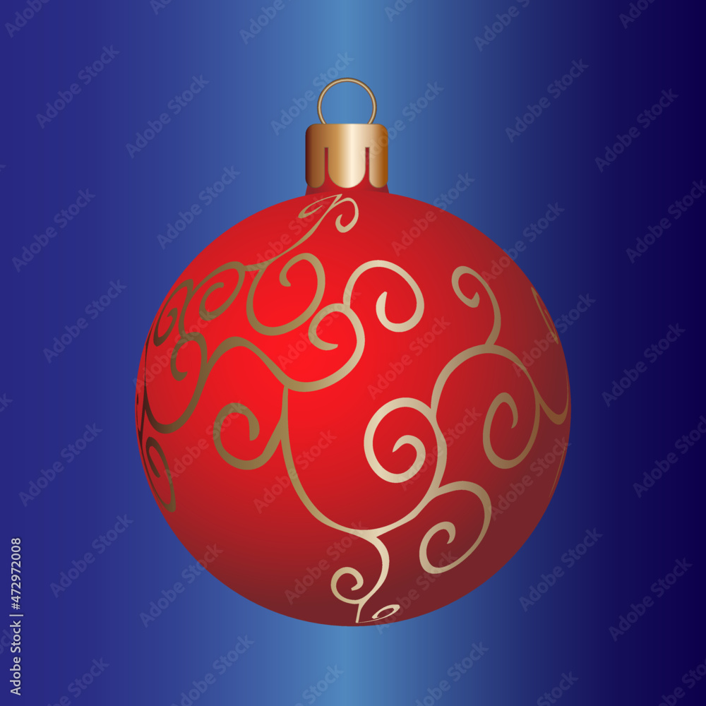 red christmas ball isolated. Decoration for the New Year tree. Ball with golden ornament. red christmas ball isolated. Decoration for the New Year tree. Ball with golden ornament.
