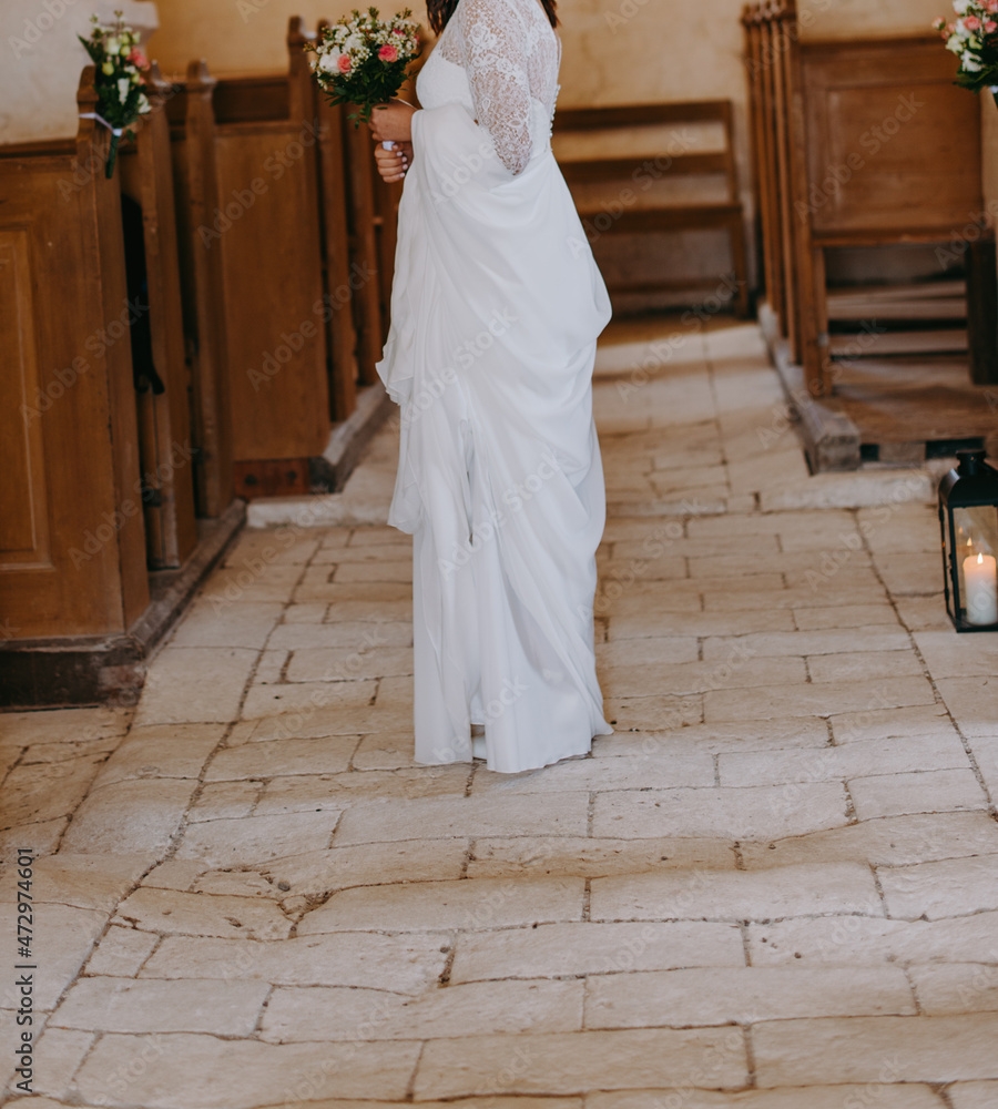 Young bride in a church