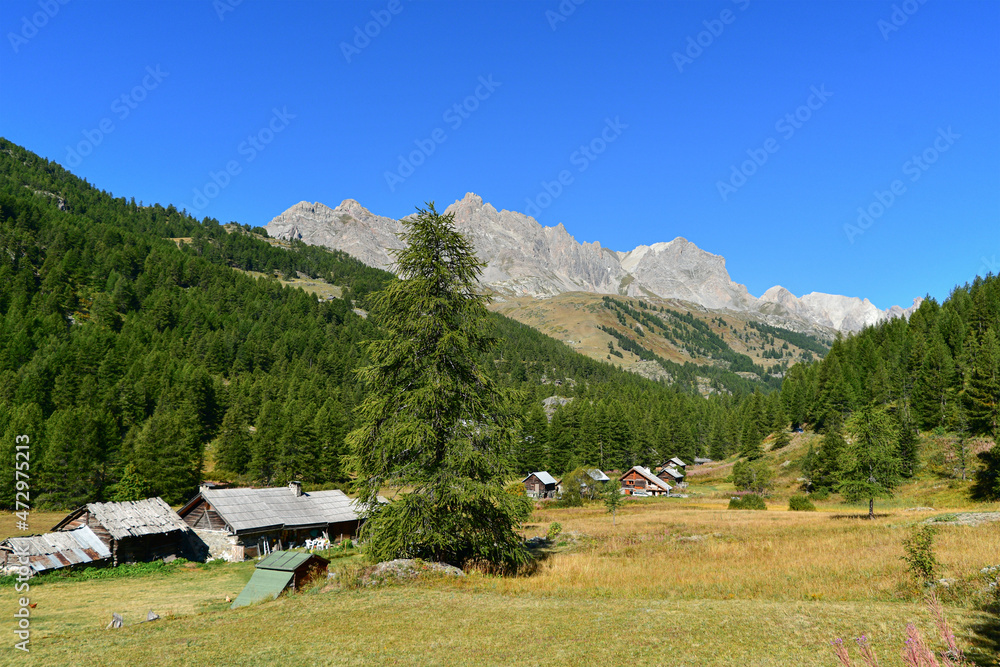 Old chalets in the upper valley of Névache near Briancon.