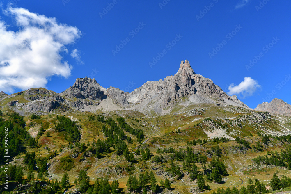 Mountain landscape in autumn colors. Névache Valley. Briancon.