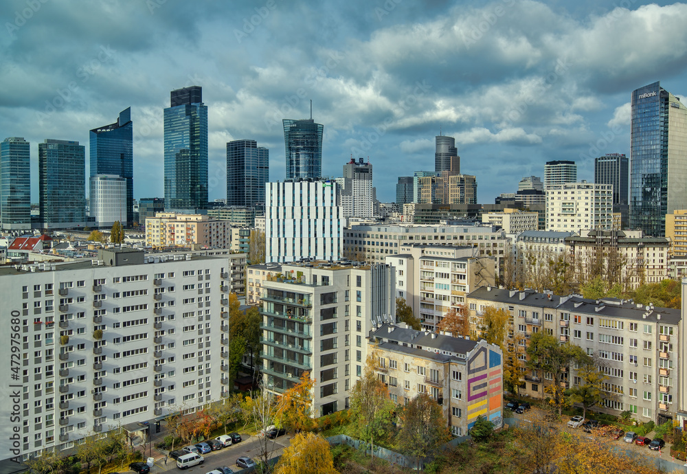Obraz premium city skyline in Warsaw, Poland