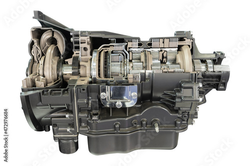 Bild auf Leinwand Isolated automatic double clutch transmission in section