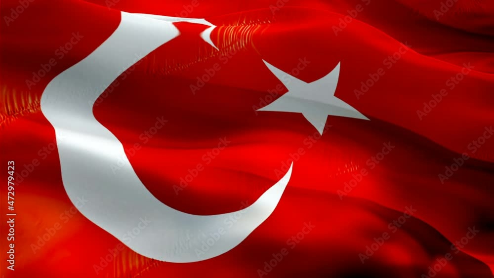 Turkish flag. 3d Turkey sign waving video. Flag of Turkey holiday ...