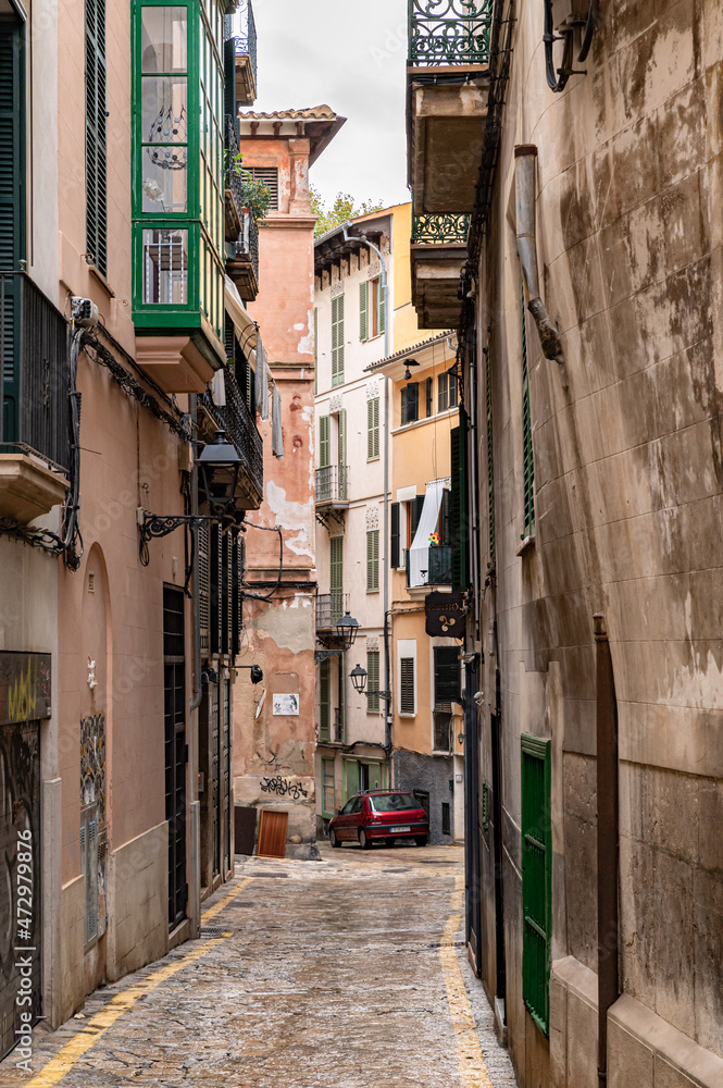 Street view with old buildings in Spain, Balear Islands