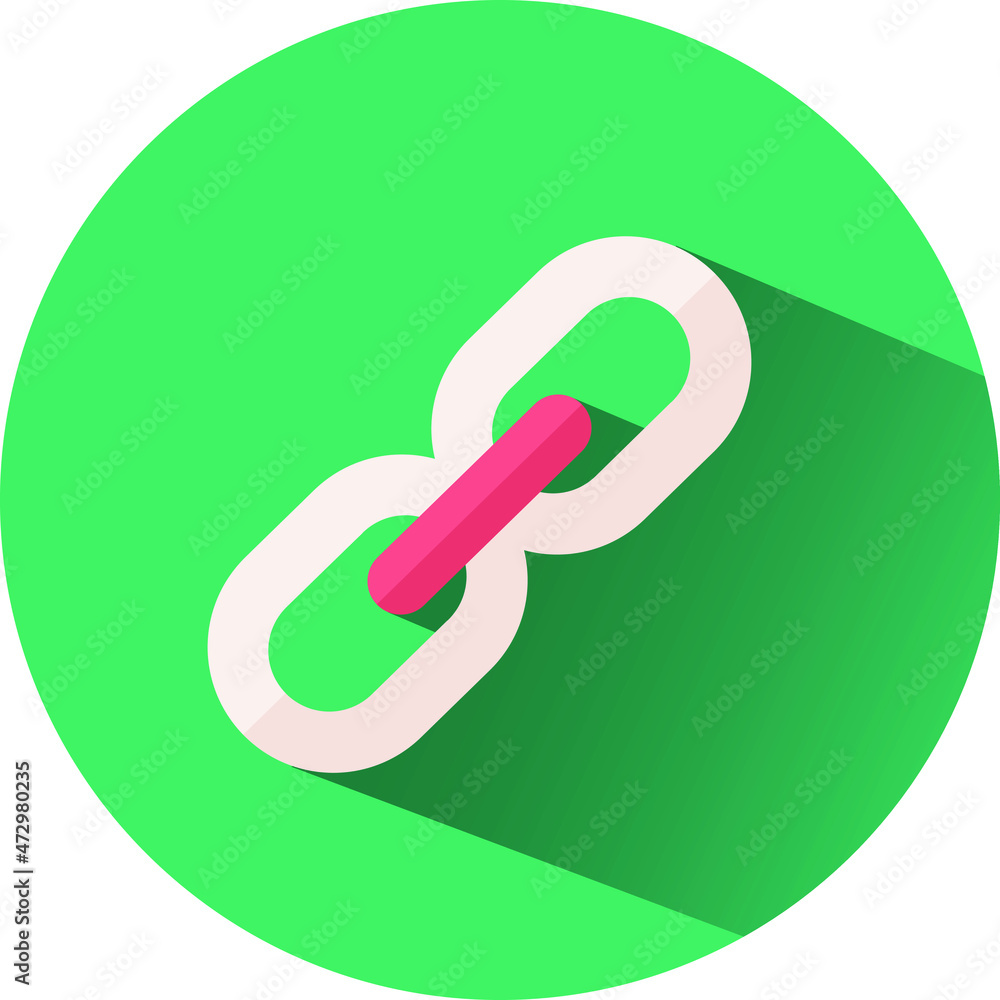 Link Building Icon, Shadowed Detailed Link Building Logo.