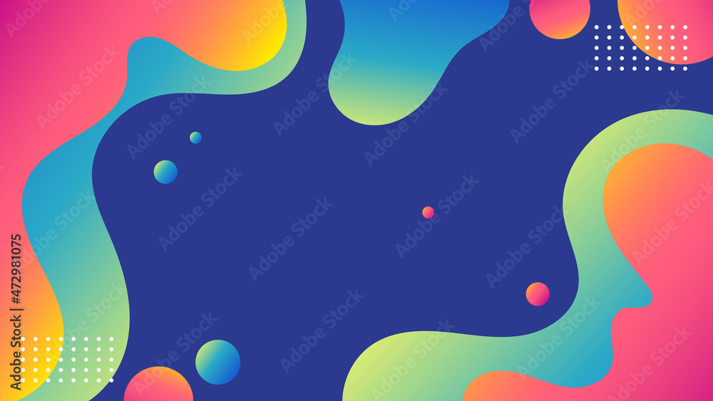 Abstract Liquid colors background design. With memphis and geometric shape elements. Fluid gradient shapes composition. Futuristic design background. Vector EPS10