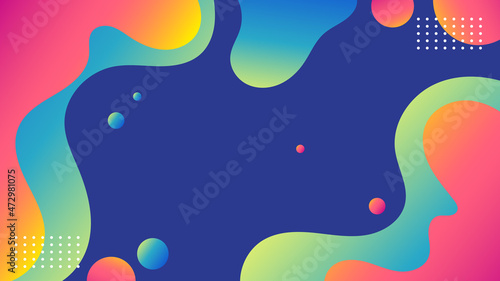 Abstract Liquid colors background design. With memphis and geometric shape elements. Fluid gradient shapes composition. Futuristic design background. Vector EPS10