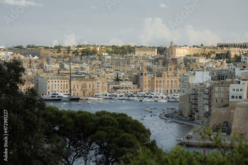 Old Medieval walled town by the sea over cliff in Malta, Valetta, Vittoriosa, Senglea and Cospicua, known as the Three Cities © Erol
