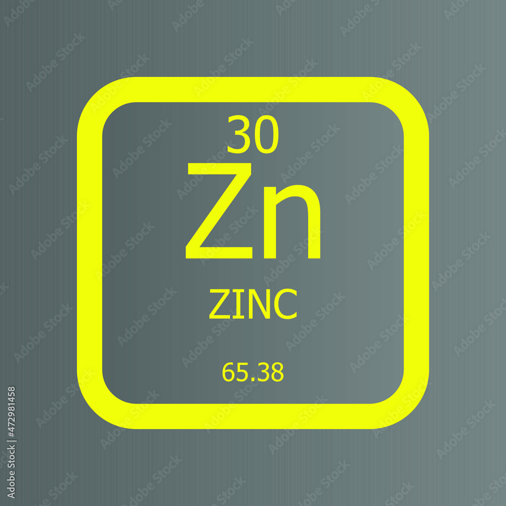 Zinc Zn Chemical Element vector illustration diagram, with atomic