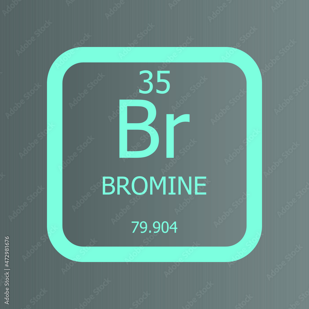 Bromine Br Chemical Element vector illustration diagram, with atomic