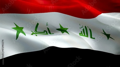 Iraq flag video. National 3d Iraqi Flag Slow Motion video. Iraq tourism Flag Blowing Close Up. Iraqi Flags Motion Loop HD resolution Background Closeup 1080p Full HD video flags waving in wind video f photo