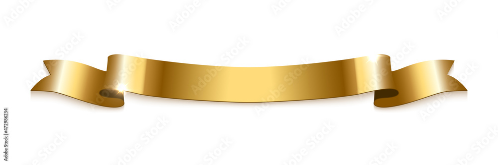 Gold ribbon banner, shiny blank decor element template for congratulation text, caption Gold ribbon banner, shiny blank decor element template for congratulation text, caption