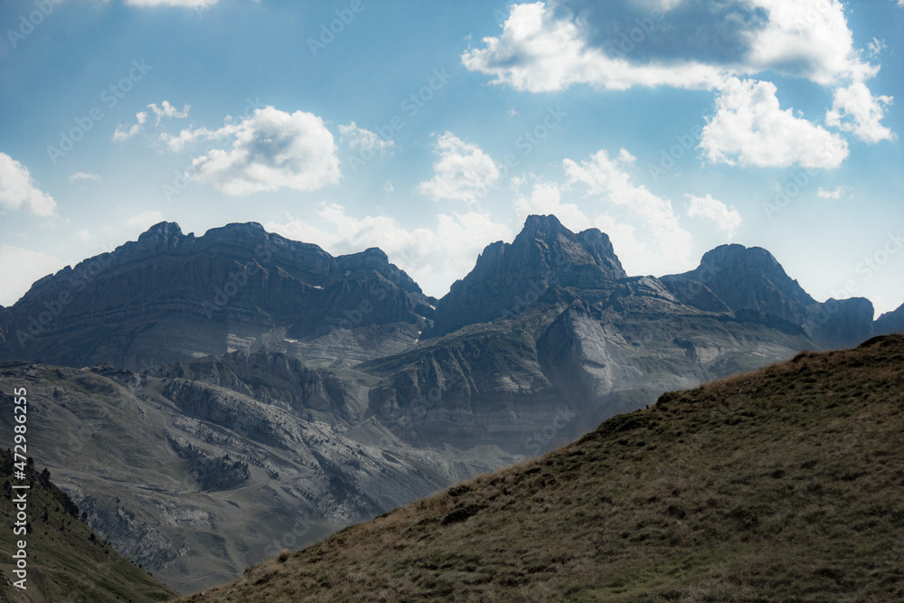 Mountain area with green during summer day in Pyrenees, North of Spain and France Mountain area with green during summer day in Pyrenees, North of Spain and France