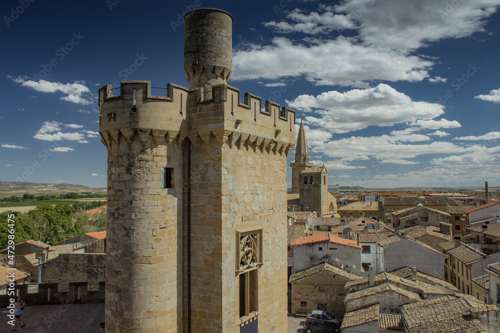 Medieval Castle estate in small town in Olite, Navarra, Spain
