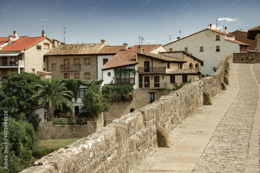 Streets of medieval old town Puente la Reina, Navarra, Spain