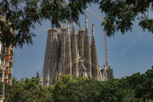 View from the street in a hot summer day in Barcelona, Spain