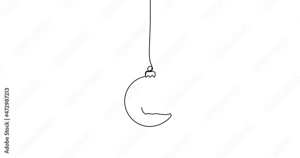 Animated illustration. Continuous one line of hanging ball with deer. Hand-drawn minimalist style. Christmas concept. 4K video Animated illustration. Continuous one line of hanging ball with deer. Hand-drawn minimalist style. Christmas concept. 4K video