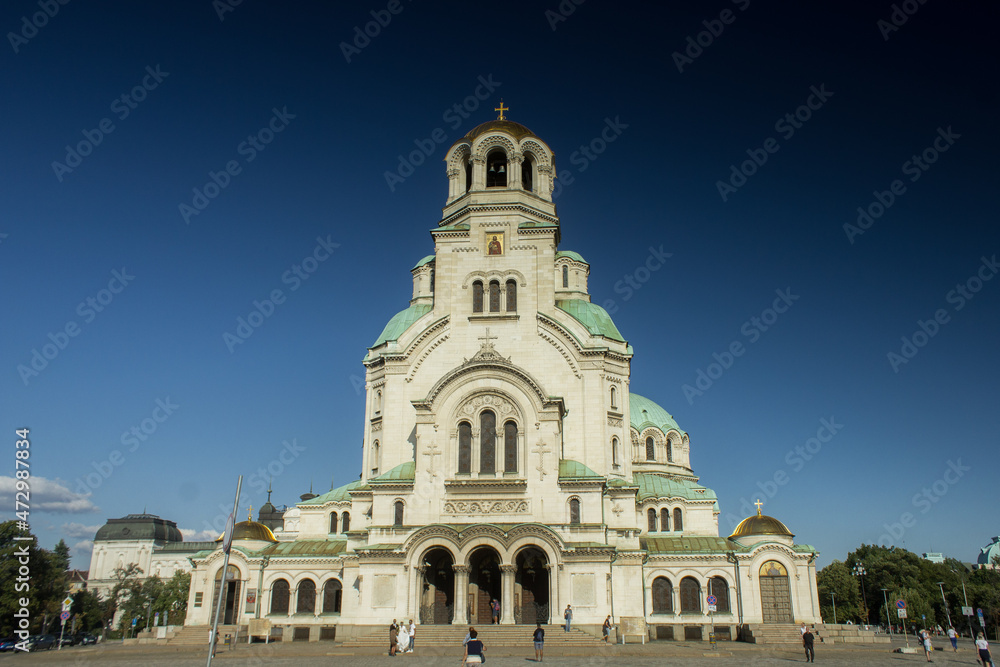 Summer day with clear skies in city center of Sofia, Bulgaria