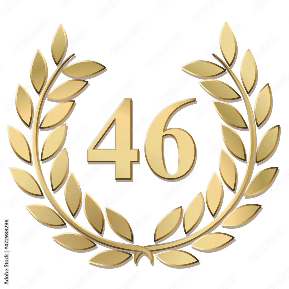 3D gold laurel wreath 46 vector isolated on a white background 3D gold laurel wreath 46 vector isolated on a white background