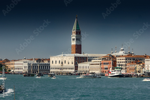 Beautiful view of old colorful buildings in Venice, Italy in summer