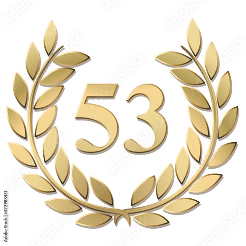 3D gold laurel wreath 53 vector isolated on a white background