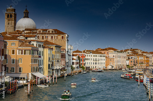 Beautiful view of old colorful buildings in Venice, Italy in summer