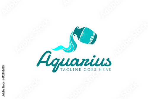 Aquarius Water Vessel Logo Design Vector