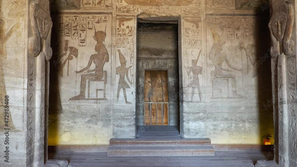 Aswan, Egypt : temple of Nefertari next to the temple of Abu Simbel temple of Pharaoh Ramses II in southern Egypt in Nubia next to Lake Nasser. Aswan, Egypt : temple of Nefertari next to the temple of Abu Simbel temple of Pharaoh Ramses II in southern Egypt in Nubia next to Lake Nasser.