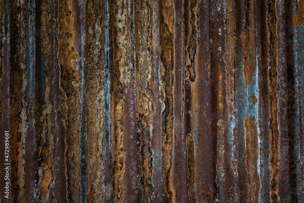 Obraz premium old rusty galvanized, corrugated iron siding vintage texture background