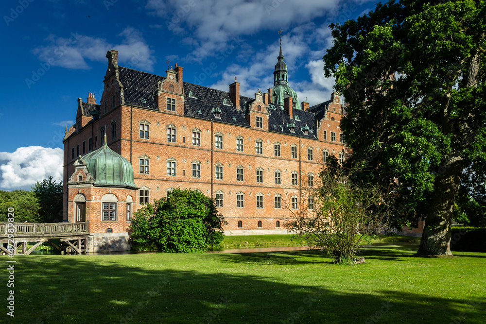Castle Estate in summer during clear day in Valoe Slot, Denmark