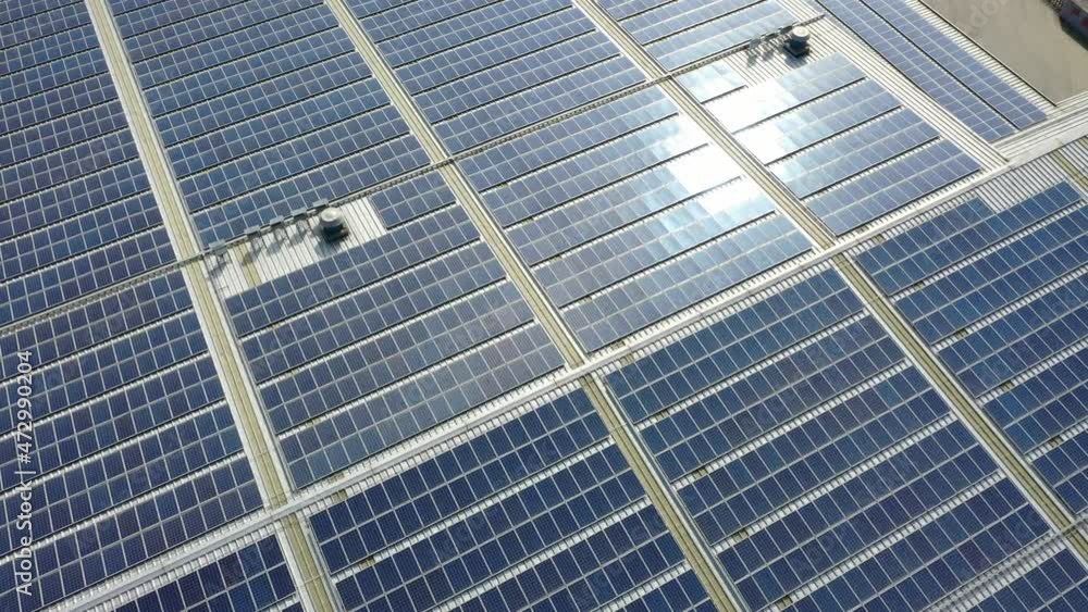 solar panels on factory rooftop