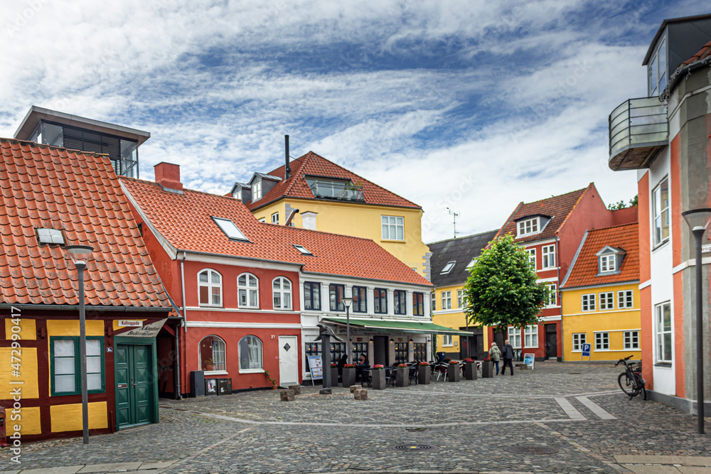 Beautiful view of old port town with charming buildings in Svendborg, Denmark Beautiful view of old port town with charming buildings in Svendborg, Denmark