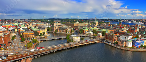 Panorama of Stockholm city, Sweden. Old town