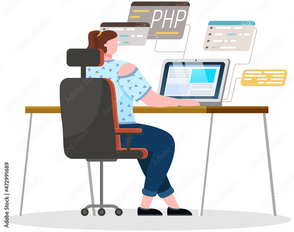 Programmer engineering and coding. Coder programmers working on web development on computer. Concept of script coding and programming in php, javascript, python, other languages. Software developers Programmer engineering and coding. Coder programmers working on web development on computer. Concept of script coding and programming in php, javascript, python, other languages. Software developers