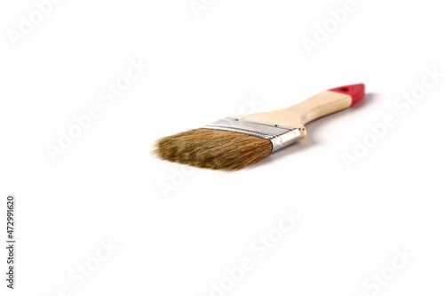 Old Wooden paint brush Isolated on White Background