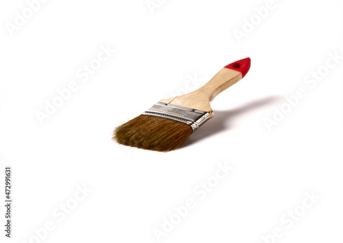 Old Wooden paint brush Isolated on White Background