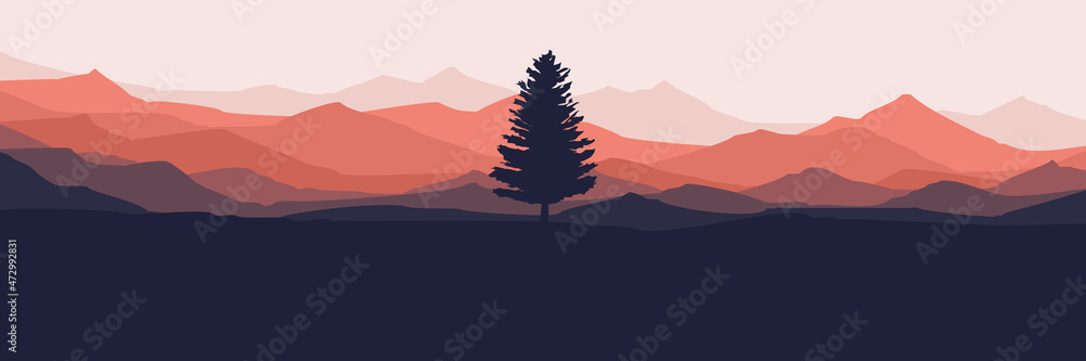 mountain landscape scenery vector illustration design for wallpaper design, design template, background template, and tourism design template
