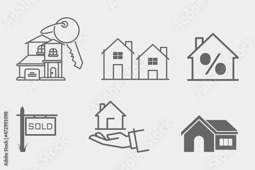 Real estate icon set. Flat style. Isolated on white background. 