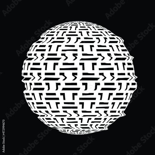 Glitch distorted geometric shape . Minimal art design . Destroyed melting logo . Trendy defect error shapes . Glitched design element .Broken effect .vector 