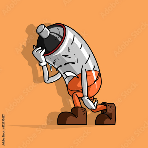 Cartoon character of tired battery, this funny and cute image is perfect for your presentation project about battery life. Also suitable for t-shirt and merchandise design
