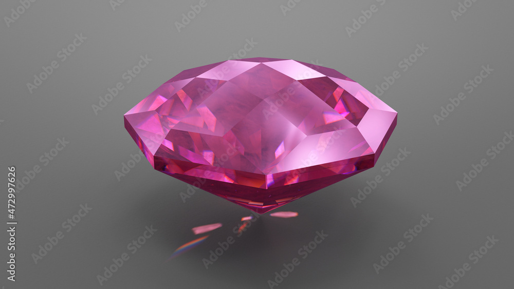 Rubellite Faceted Gemstone On Neutral Background Rubellite Faceted Gemstone On Neutral Background