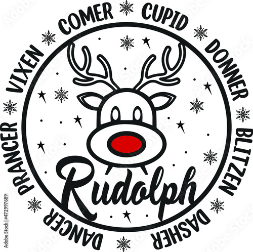 Team Rudolph T-Shirt Design Santa Reindeer T-Shirt photo