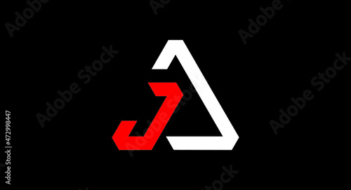 Abstract monogram letter j logo design vector templates in triangle shape, ja or aj logo,  photo