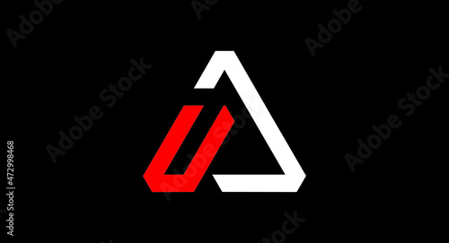 Abstract monogram letter u logo design vector templates in triangle shape, UA logo design 