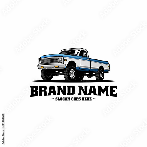old truck, american retro truck illustration logo vector