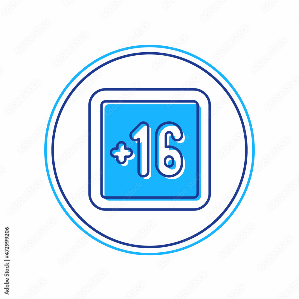 Filled outline Plus 16 movie icon isolated on white background. Adult content. Sixteen plus icon. Censored business concept. Vector Filled outline Plus 16 movie icon isolated on white background. Adult content. Sixteen plus icon. Censored business concept. Vector