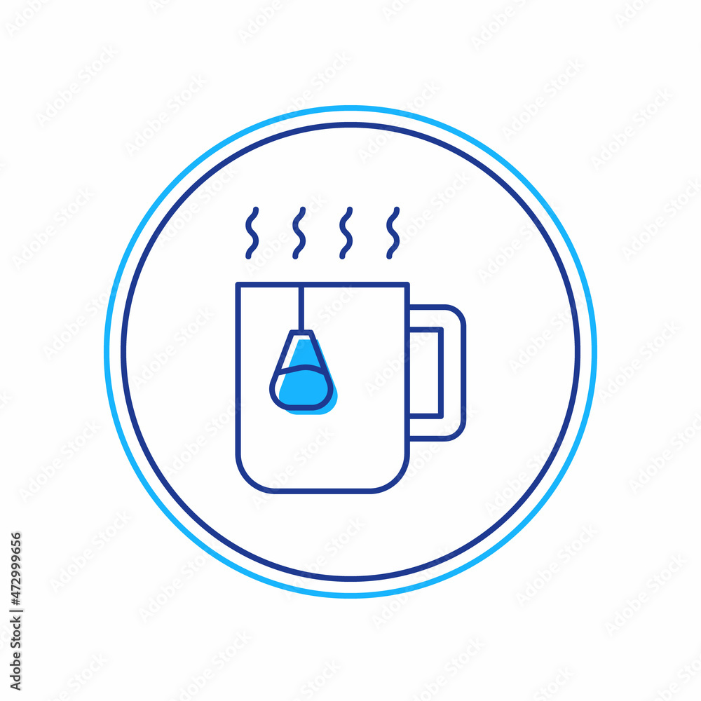 Filled outline Cup of tea with tea bag icon isolated on white background. Vector Filled outline Cup of tea with tea bag icon isolated on white background. Vector